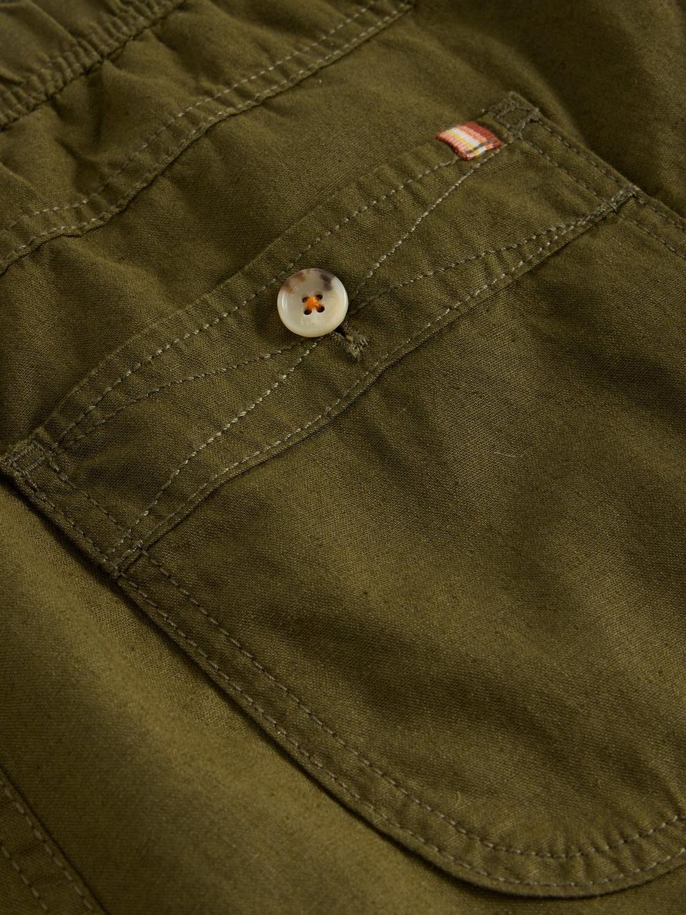 Drawstring Linen Blend Trouser in KHAKI GRN - FLAT DETAIL