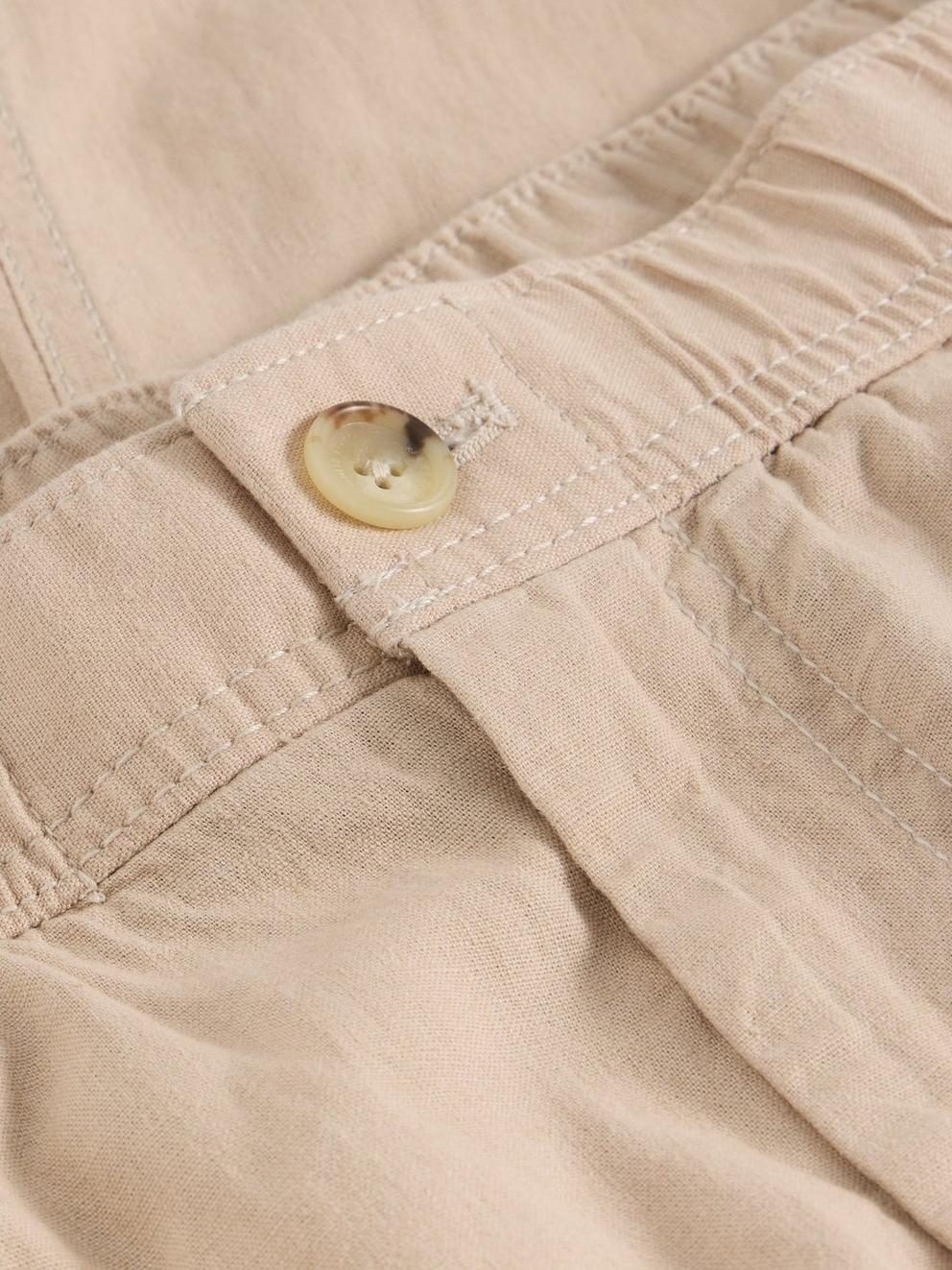 Drawstring Linen Blend Trouser in LGT NAT - FLAT DETAIL