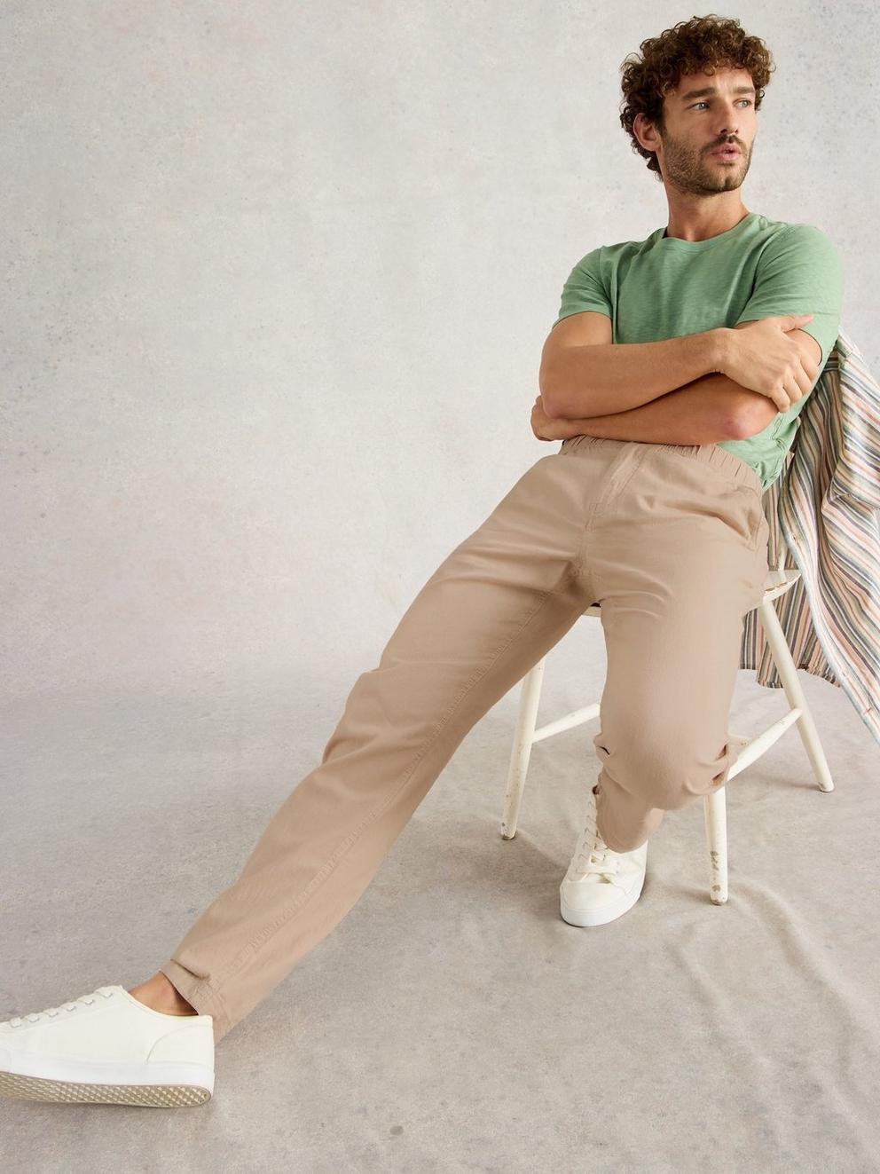 Drawstring Linen Blend Trouser in LGT NAT - LIFESTYLE