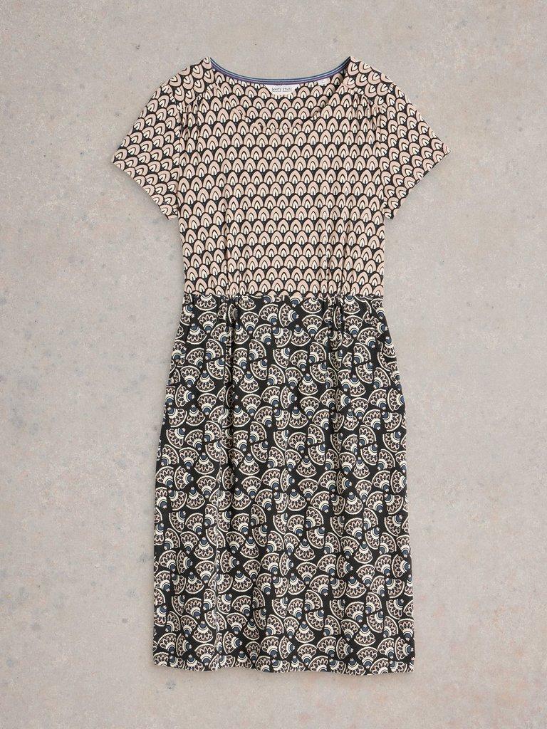Tallie Crew Neck Jersey Dress in BLK PR - FLAT FRONT