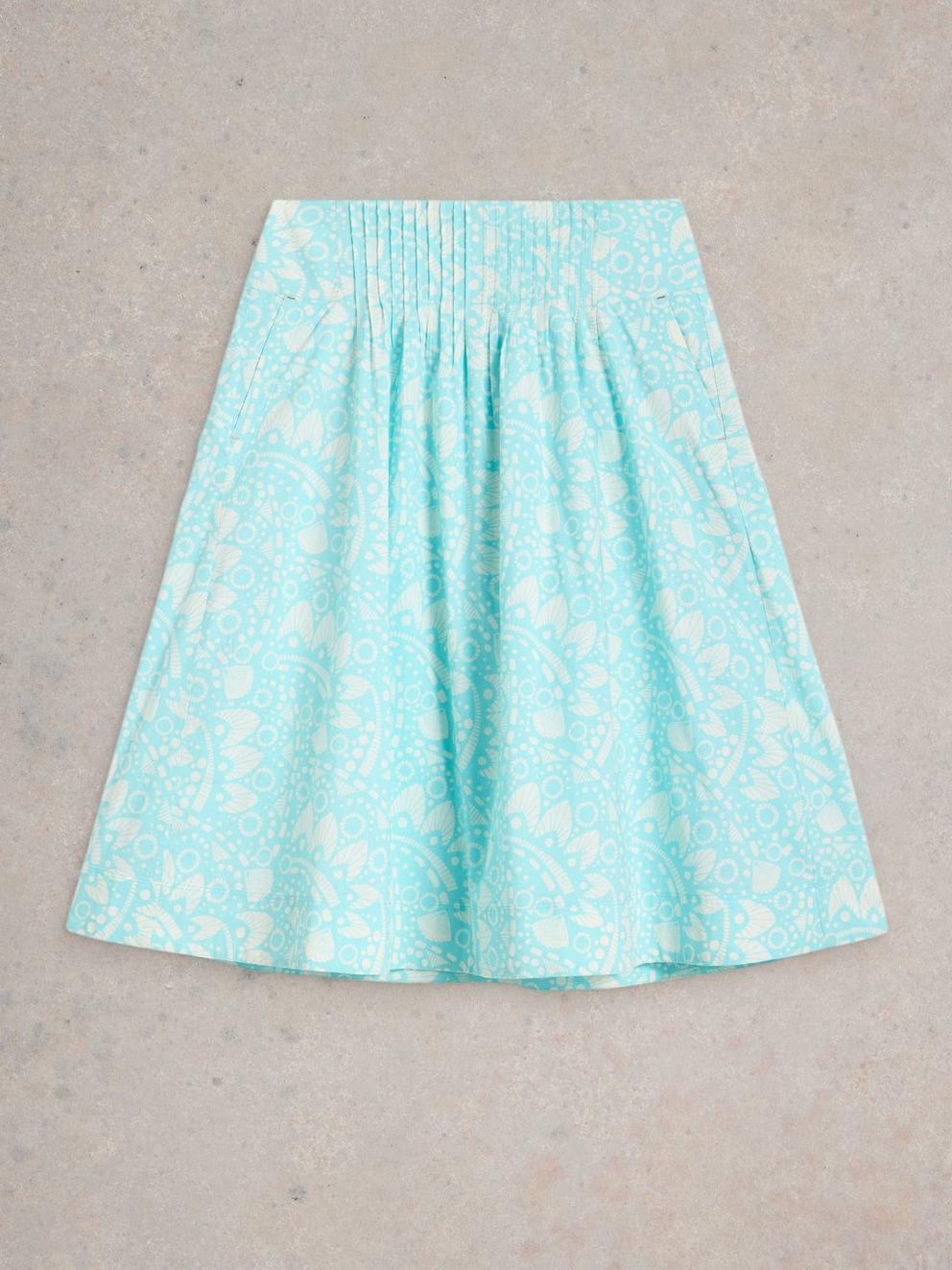 Charlotte Midi Skirt in BLUE PR - FLAT FRONT
