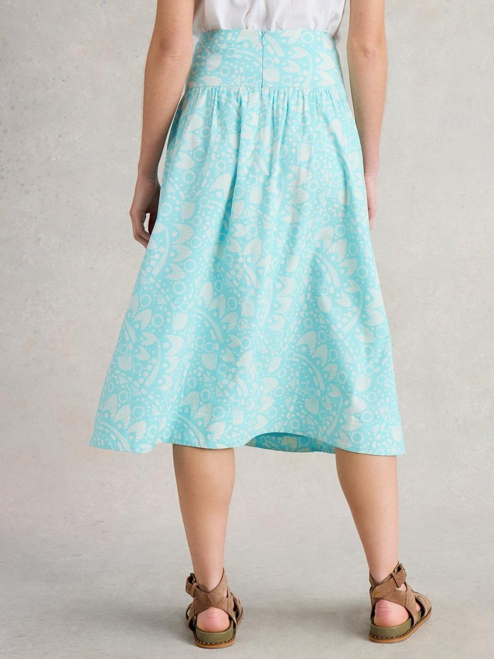 Charlotte Midi Skirt in BLUE PR - MODEL BACK