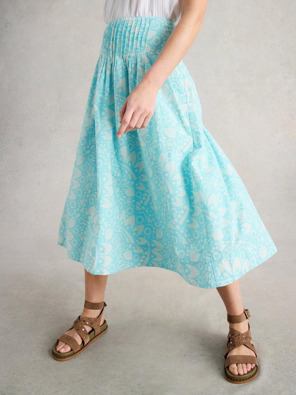 Charlotte Midi Skirt in BLUE PR - MODEL DETAIL