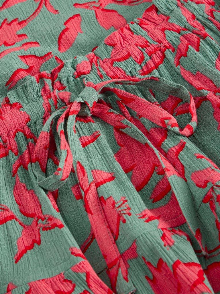 Selma Midi Skirt in TEAL PR - FLAT DETAIL