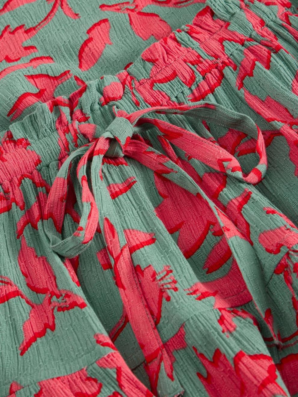 Selma Midi Skirt in TEAL PR - FLAT DETAIL