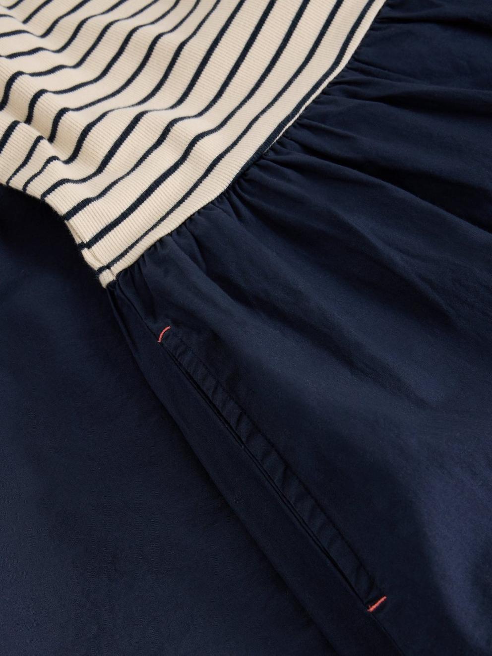 Shay Poplin Midi Dress  in DARK NAVY - FLAT DETAIL
