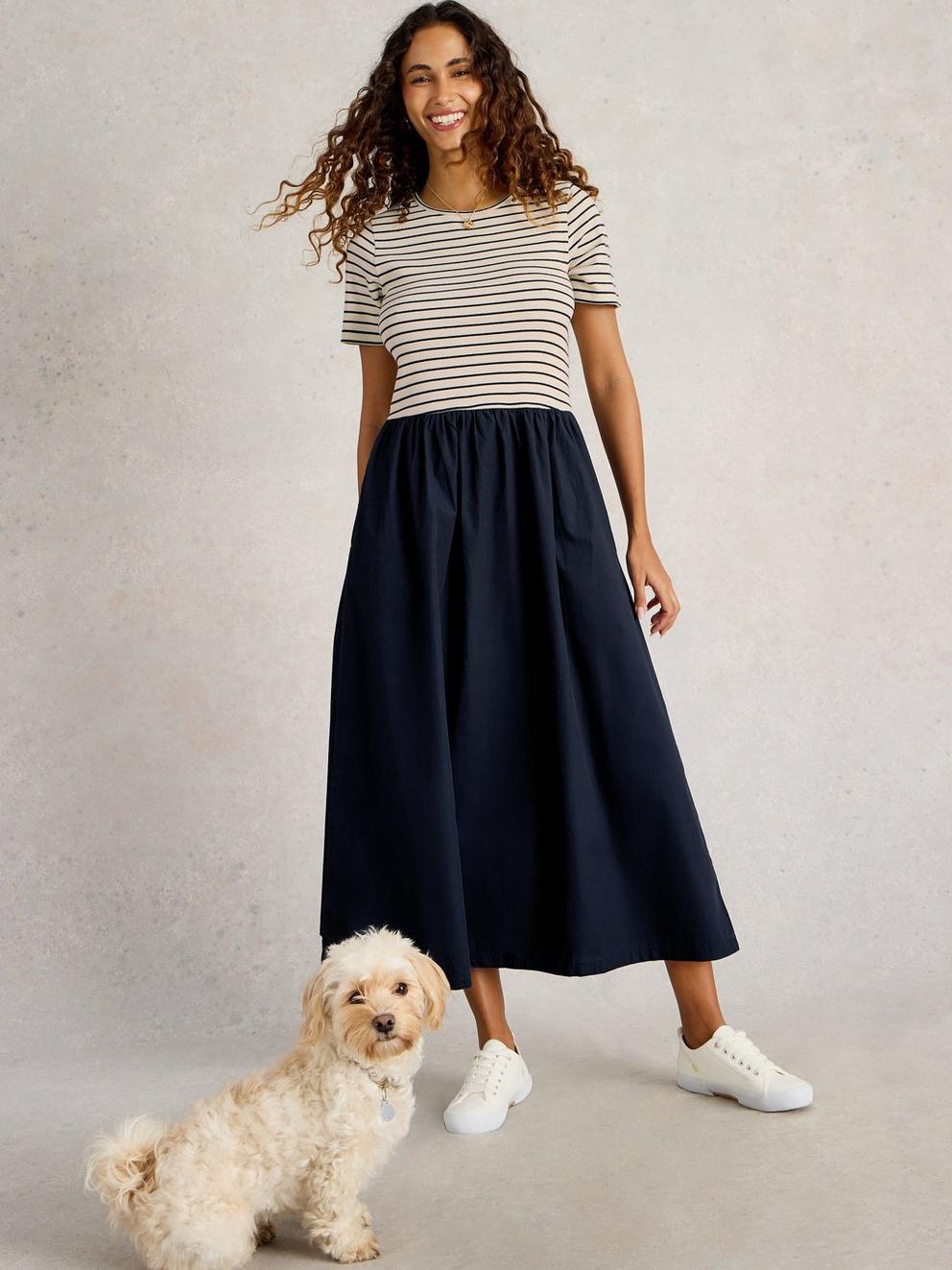 Shay Poplin Midi Dress  in DARK NAVY - LIFESTYLE