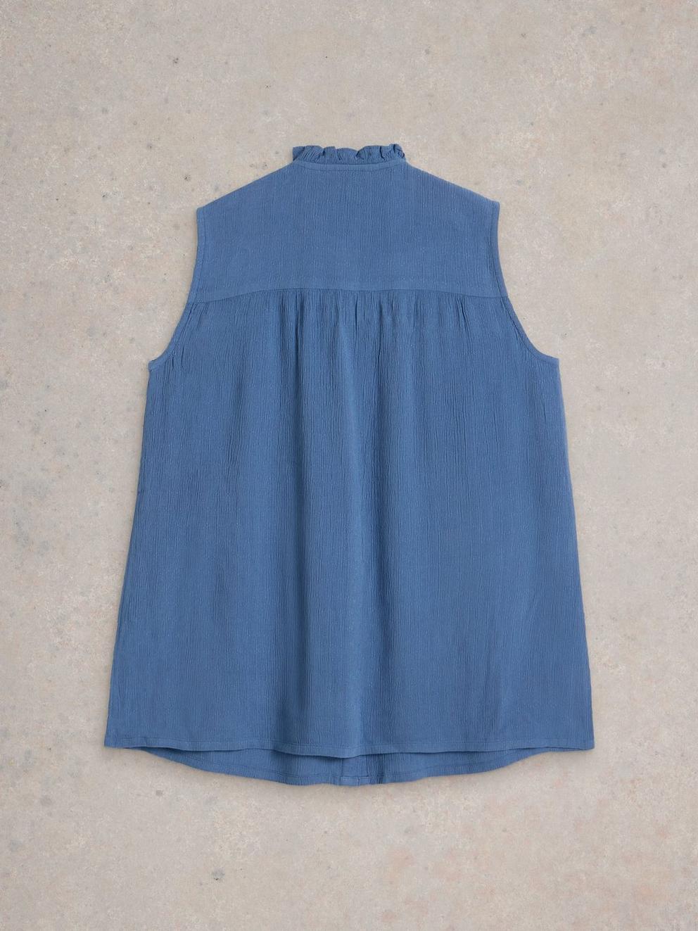 Deeba Shirt in MID BLUE - FLAT BACK