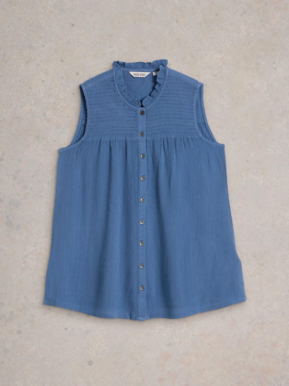 Deeba Shirt in MID BLUE - FLAT FRONT