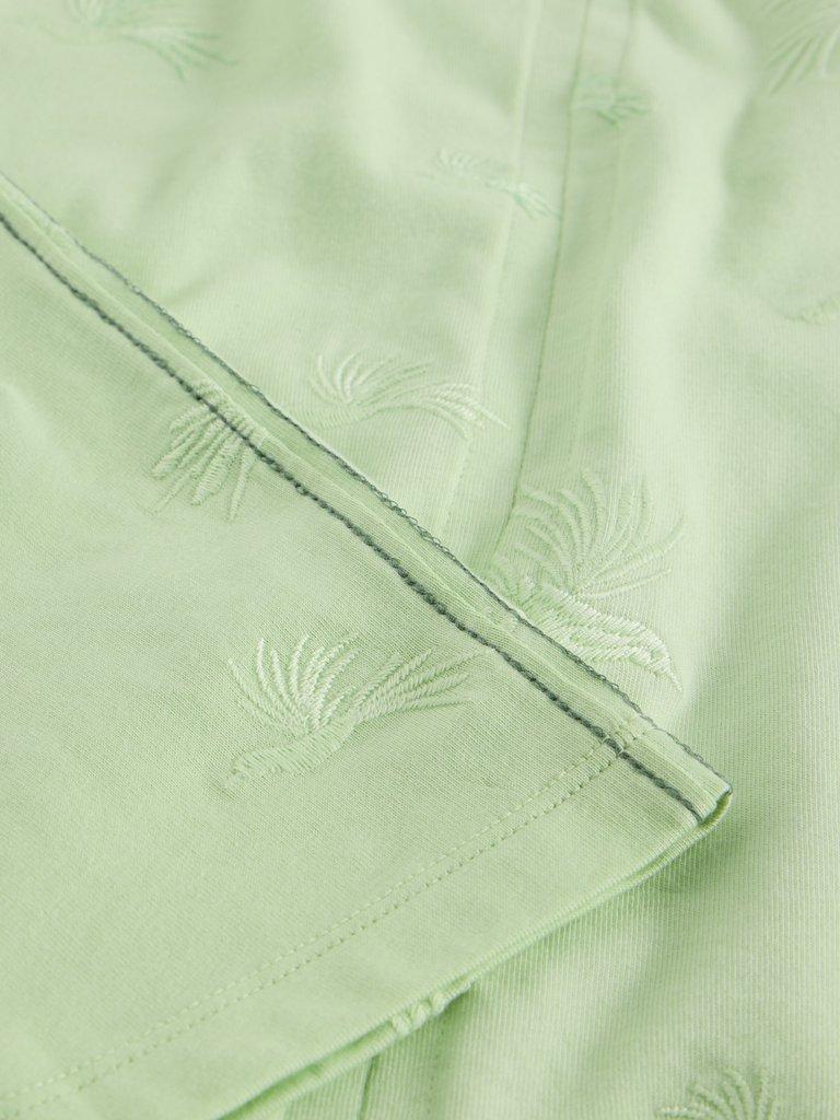 NELLY EMBROIDERED SHORT SLEEVE TEE in LGT GREEN - FLAT DETAIL