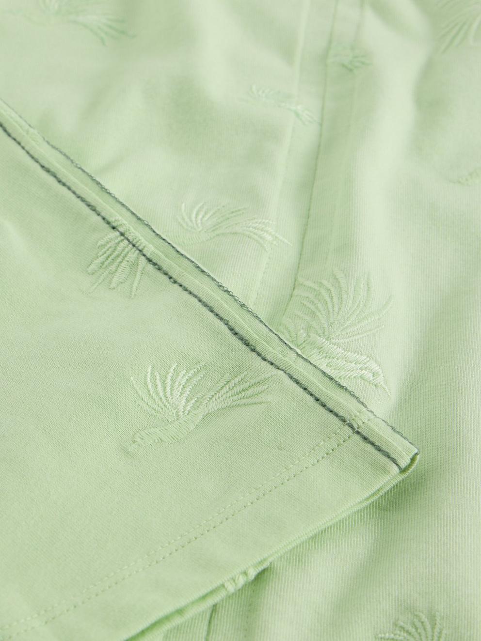 NELLY EMBROIDERED SHORT SLEEVE TEE in LGT GREEN - FLAT DETAIL