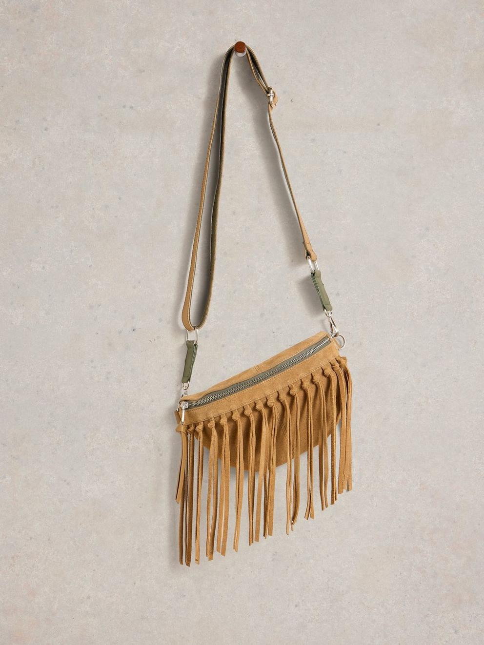 Mini Sebby Tassel Sling Bag in LIGHT TAN - FLAT FRONT