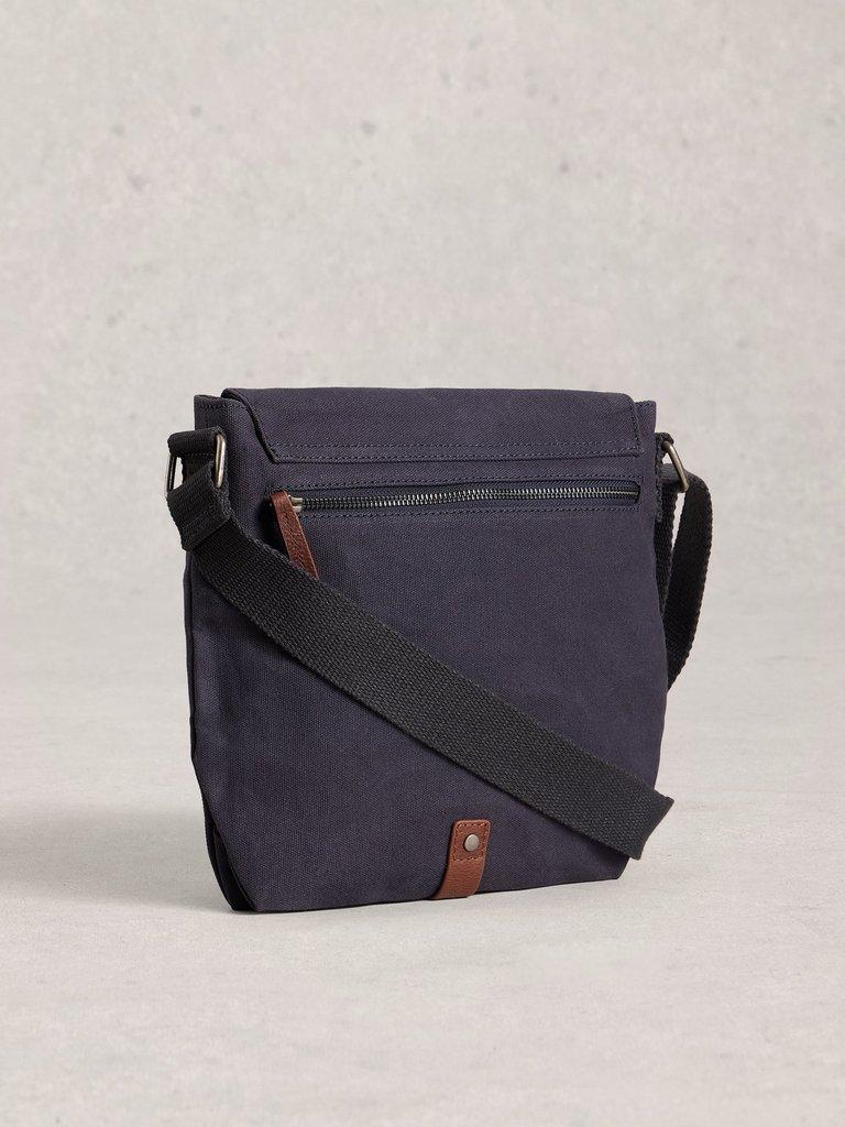 Charlie Canvas Crossbody Bag in DK BLUE - FLAT BACK