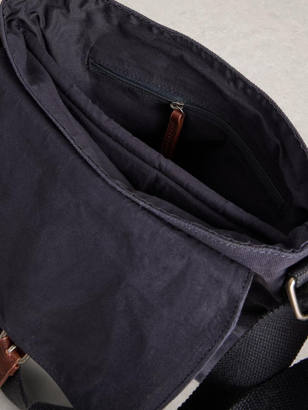 Charlie Canvas Crossbody Bag in DK BLUE - FLAT DETAIL