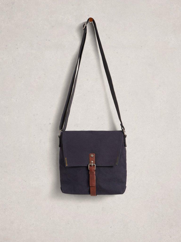 Charlie Canvas Crossbody Bag in DK BLUE - FLAT FRONT