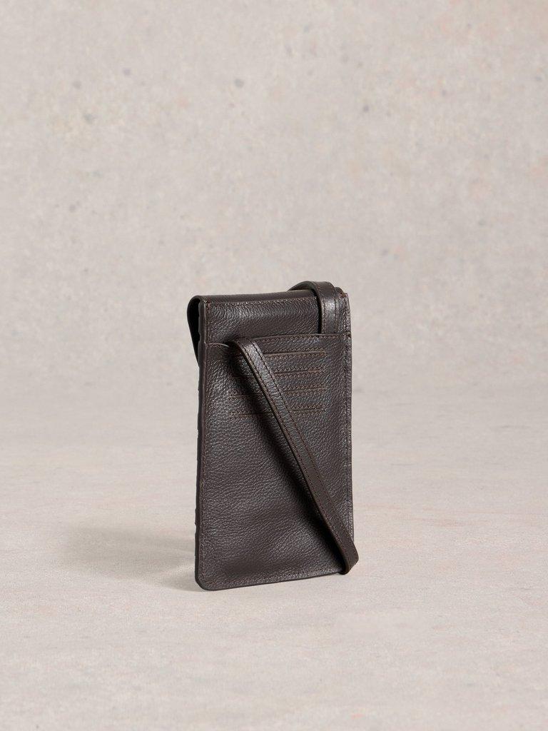 Coco Weave Leather Phone Bag in BROWN MLT - FLAT BACK