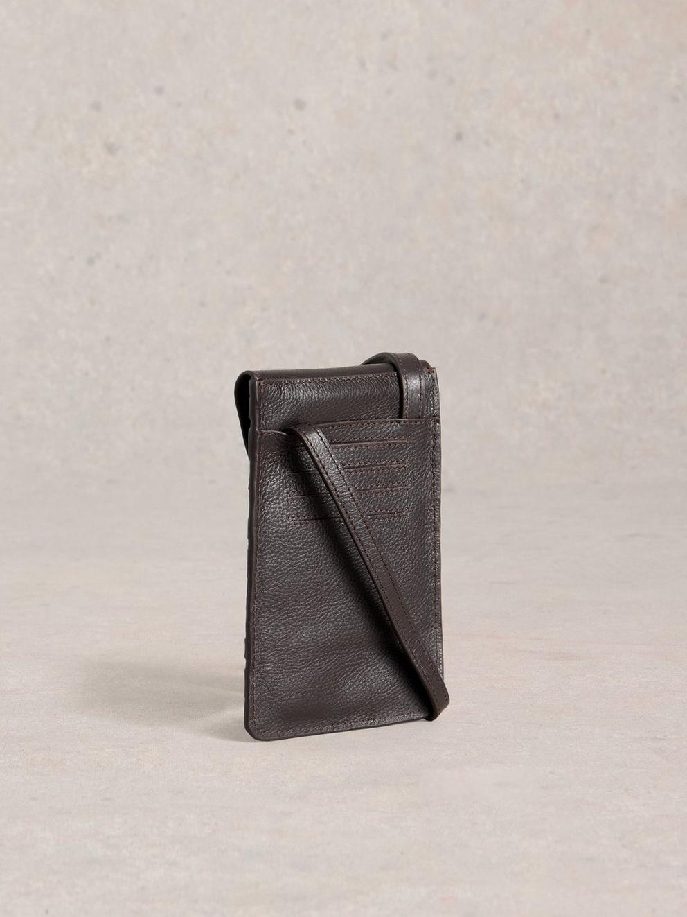 Coco Weave Leather Phone Bag in BROWN MLT - FLAT BACK