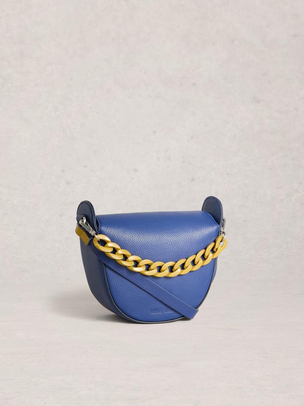 Sasha Saddle Bag in MID BLUE - FLAT BACK