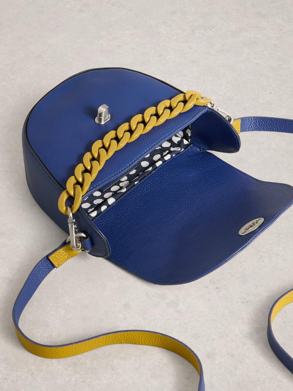 Sasha Saddle Bag in MID BLUE - FLAT DETAIL