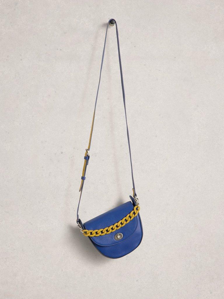 Sasha Saddle Bag in MID BLUE - FLAT FRONT