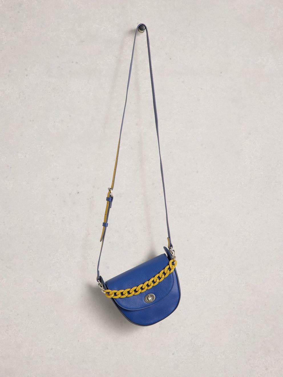 Sasha Saddle Bag in MID BLUE - FLAT FRONT
