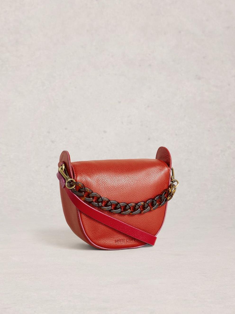 Sasha Saddle Bag in MID ORANGE - FLAT BACK