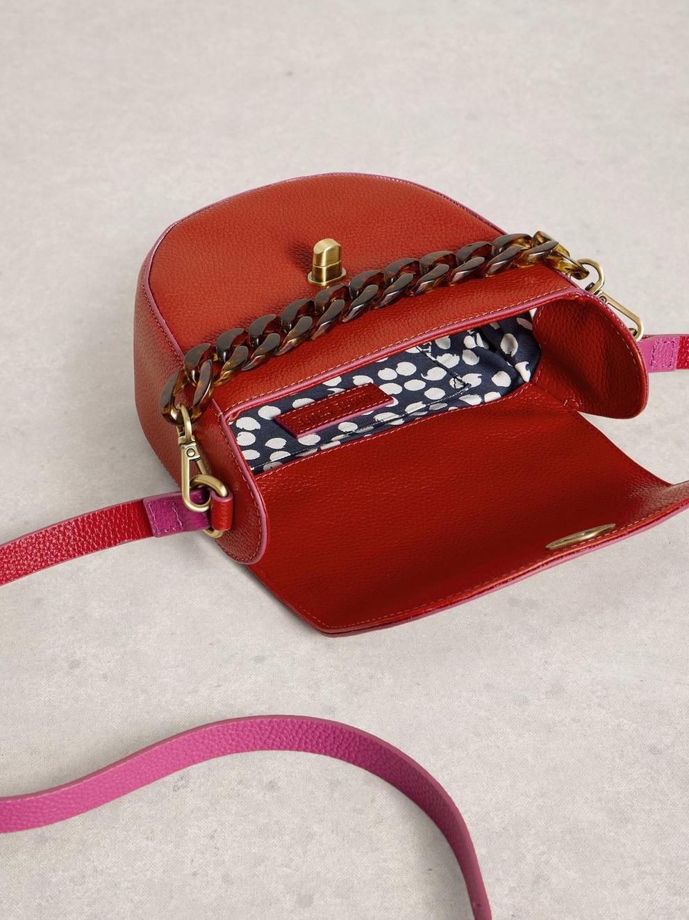 Sasha Saddle Bag in MID ORANGE - FLAT DETAIL