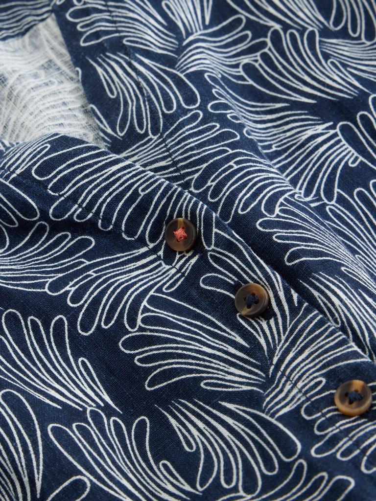 Iris Notch Neck Linen Dress in NAVY PR - FLAT DETAIL