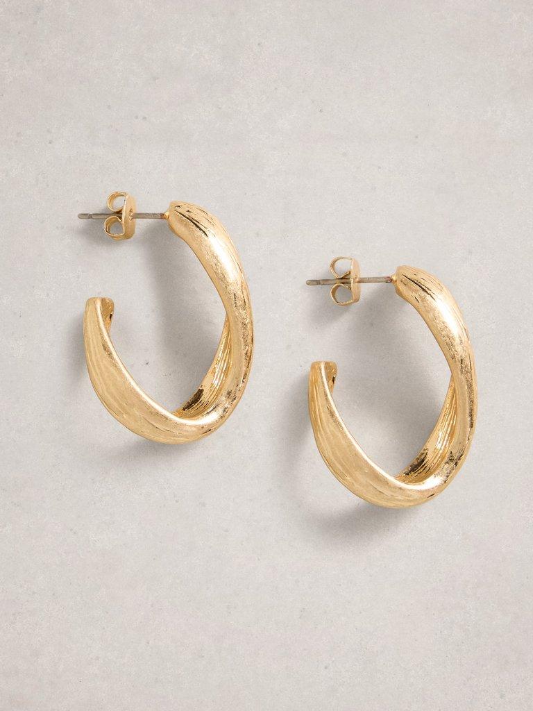 Abstract Chunky Hoop Earring in GLD TN MET - FLAT FRONT