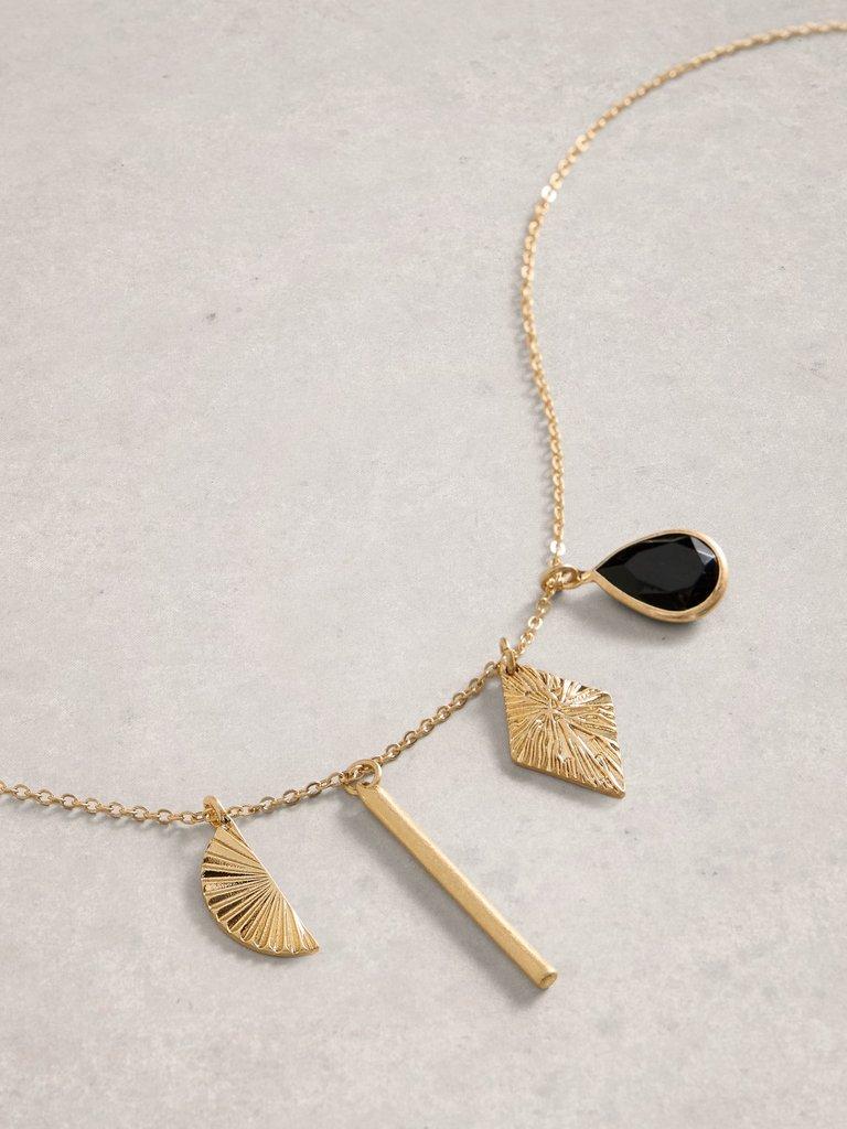 Multi Cluster Necklace in GLD TN MET - FLAT DETAIL