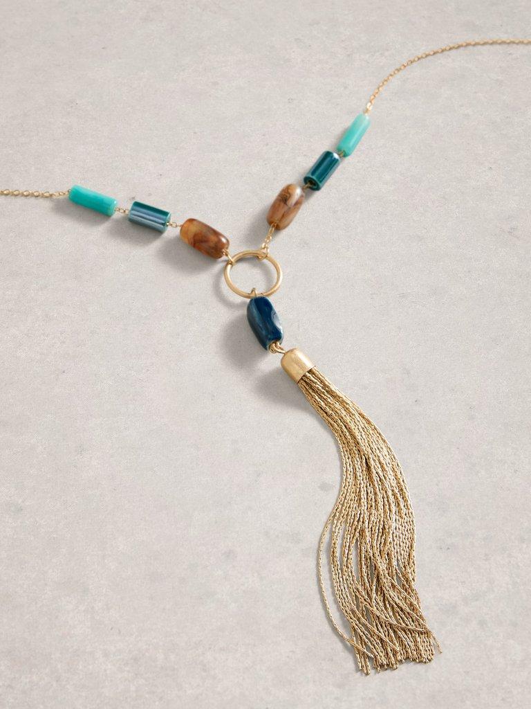Tassel Pendant Necklace in GREEN MLT - FLAT DETAIL