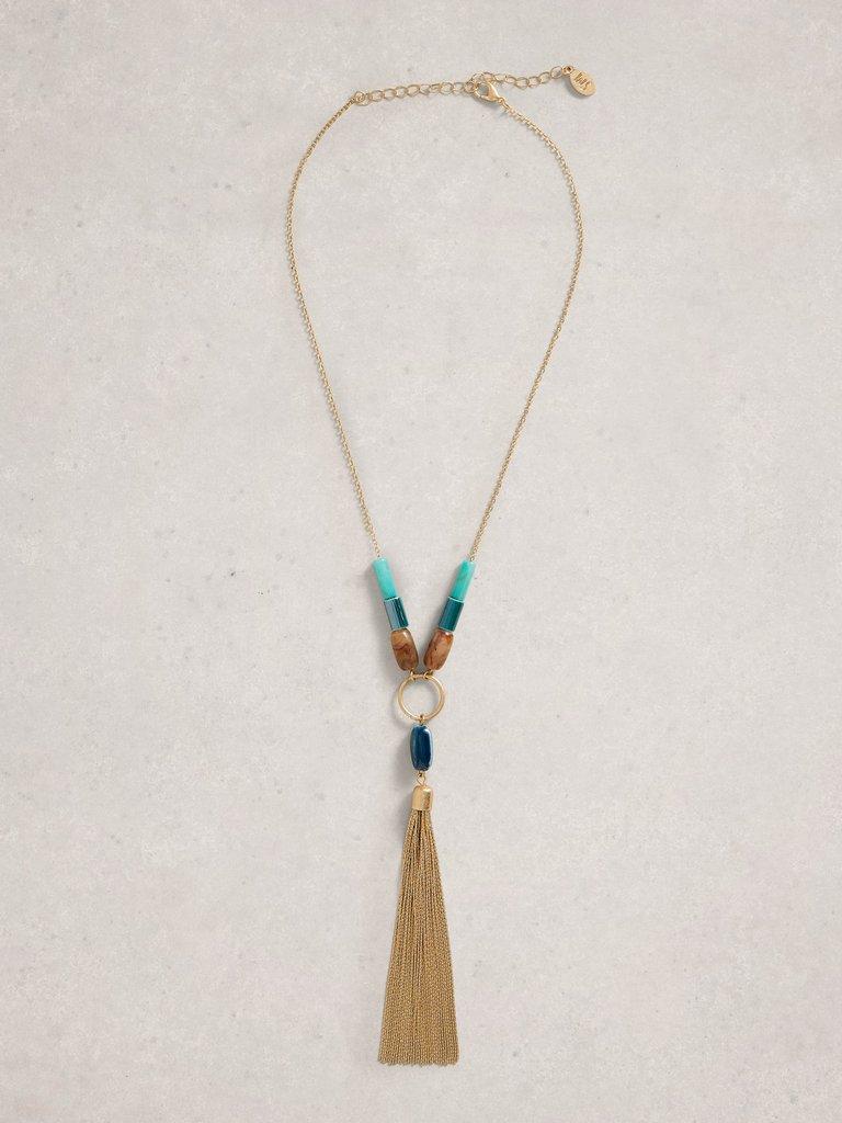 Tassel Pendant Necklace in GREEN MLT - FLAT FRONT