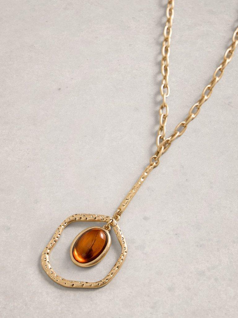 Bella Stone Pendant Necklace in BROWN MLT - FLAT DETAIL