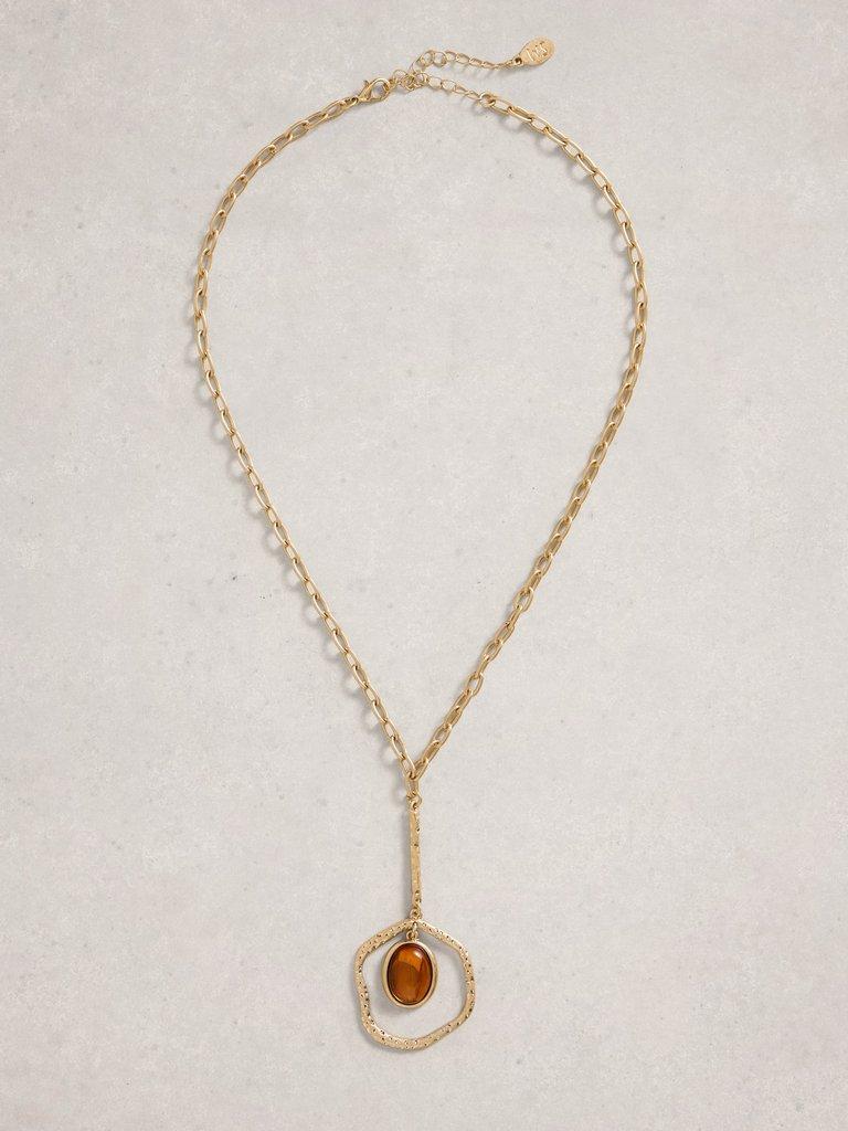 Bella Stone Pendant Necklace in BROWN MLT - FLAT FRONT