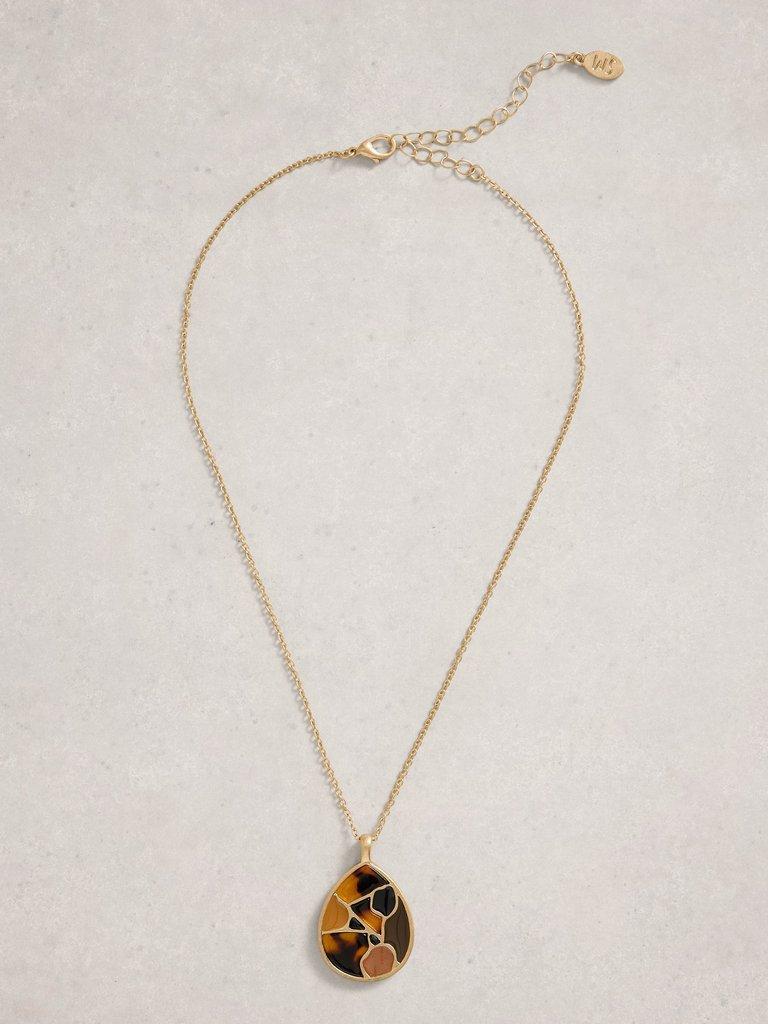 Tile Drop Necklace Mosaic in BROWN MLT - FLAT FRONT