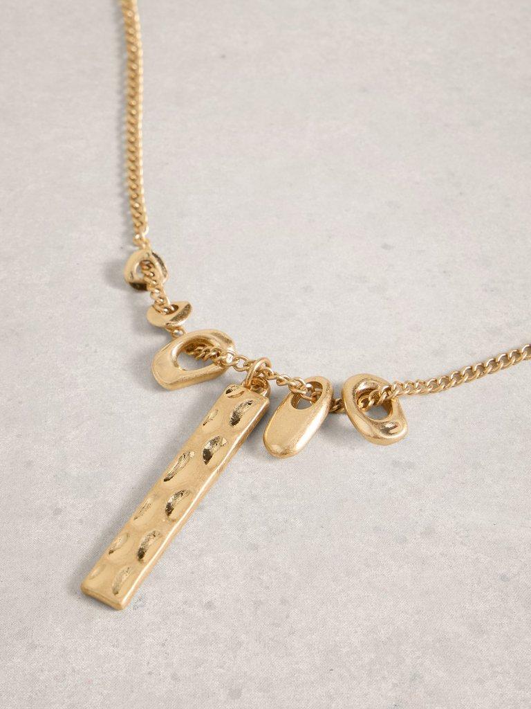 Multi Charm Cluster Necklace in GLD TN MET - FLAT DETAIL