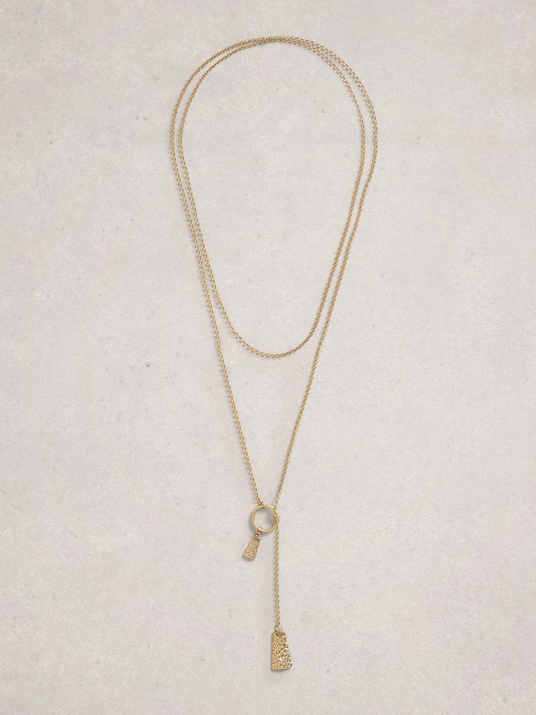 Mia Double Layer Necklace in GLD TN MET - FLAT FRONT