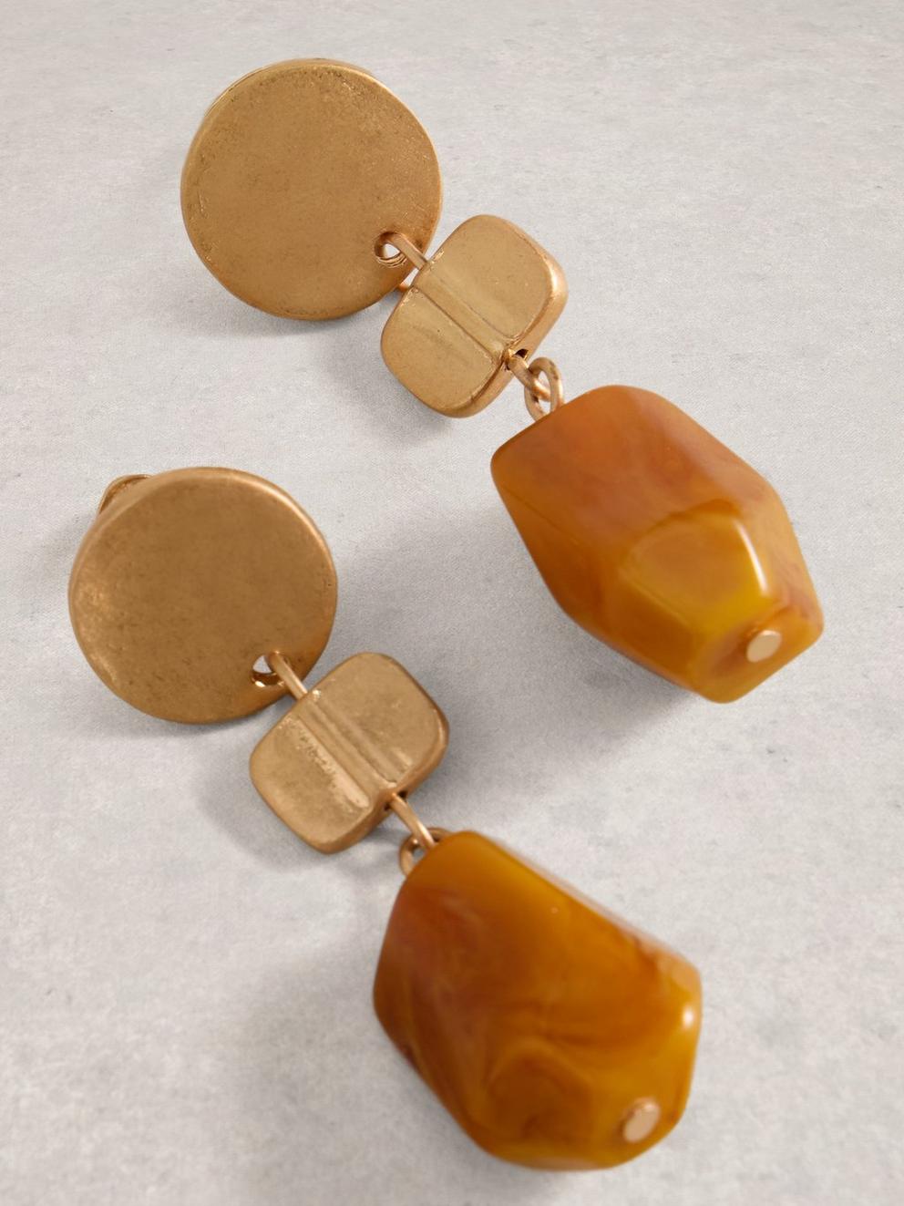 Rose Stone Drop Earring in BROWN MLT - FLAT DETAIL