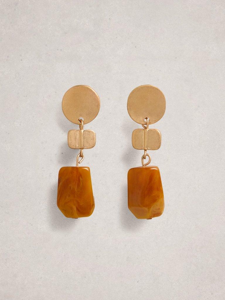 Rose Stone Drop Earring in BROWN MLT - FLAT FRONT