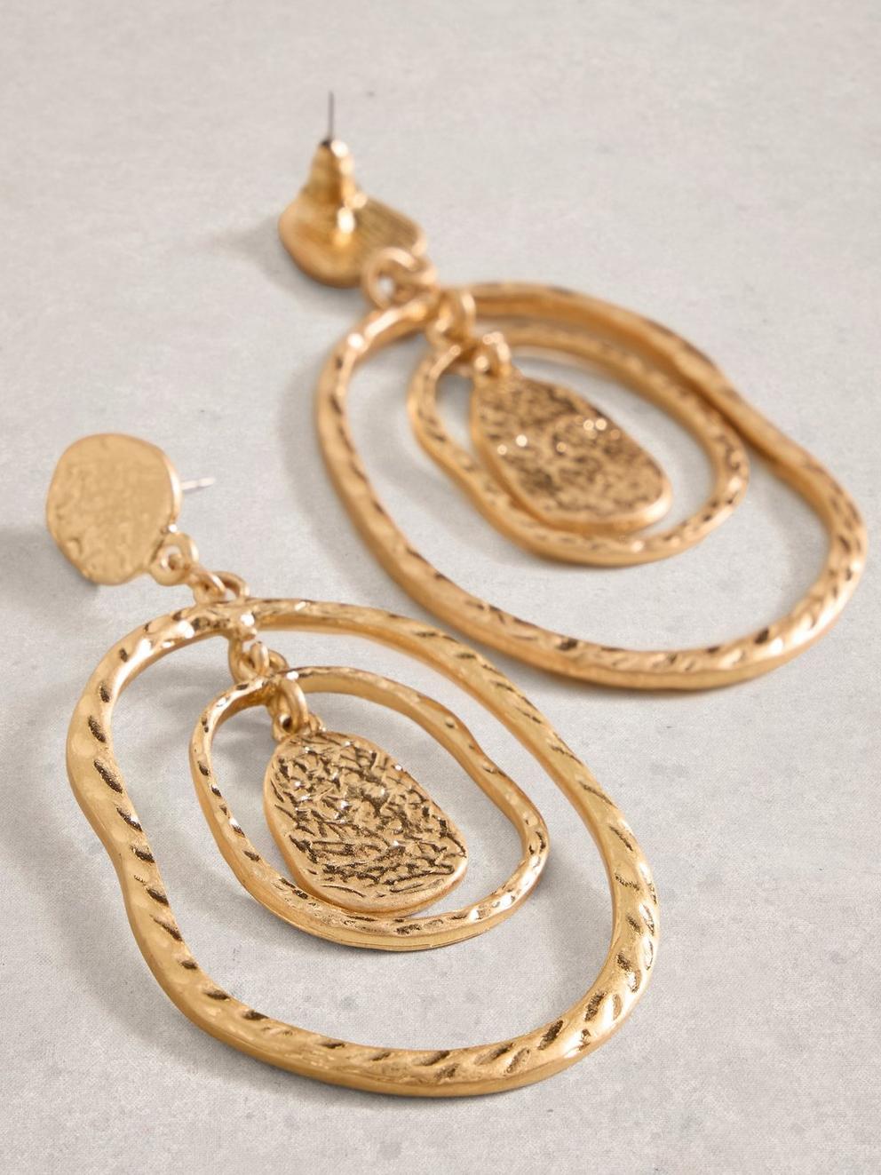 Rilley Textured Earring in GLD TN MET - FLAT DETAIL