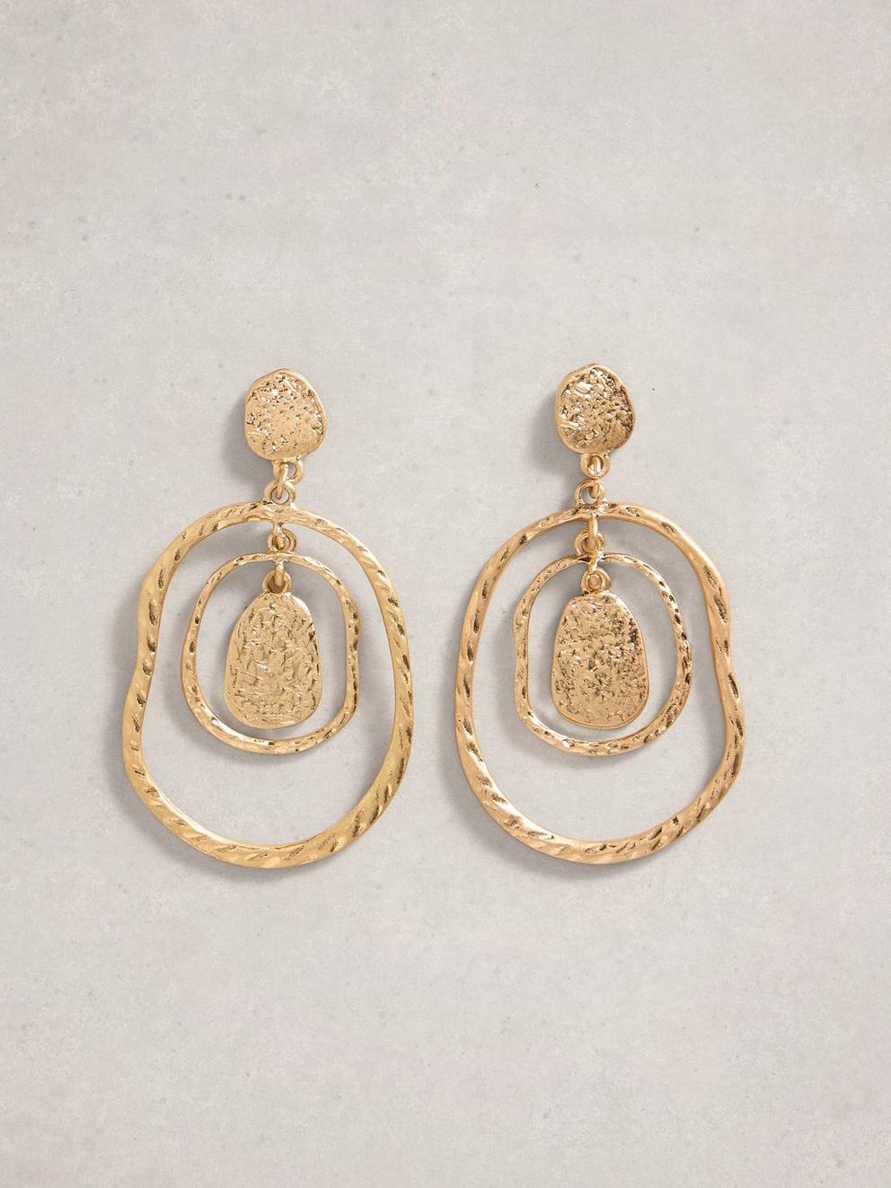 Rilley Textured Earring in GLD TN MET - FLAT FRONT