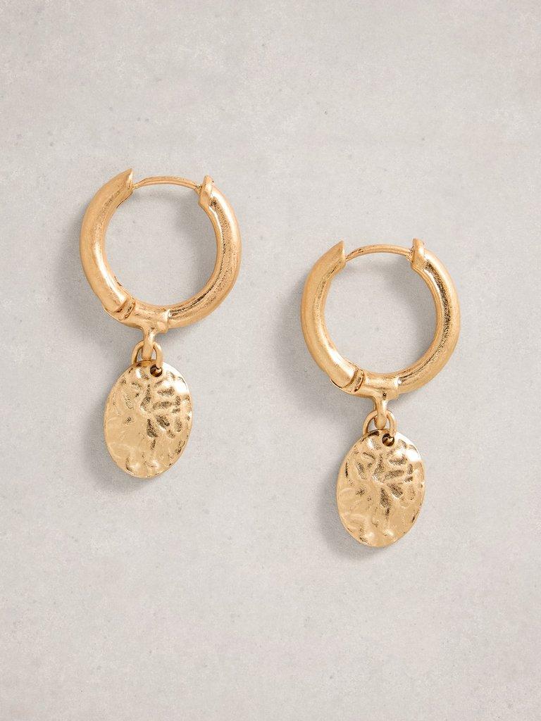 Pendent Hoop Drop Earring in GLD TN MET - FLAT FRONT
