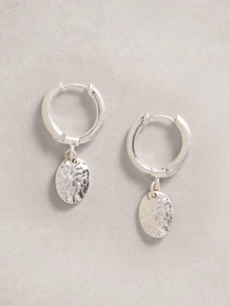 Pendent Hoop Drop Earring in SLV TN MET - FLAT FRONT