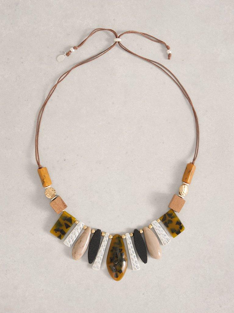 Pine Statement Necklace in BROWN MLT - FLAT FRONT