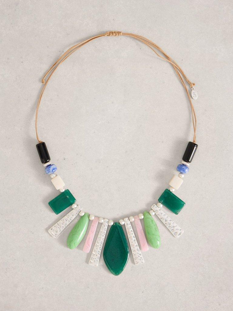 Pine Statement Necklace in GREEN MLT - FLAT FRONT