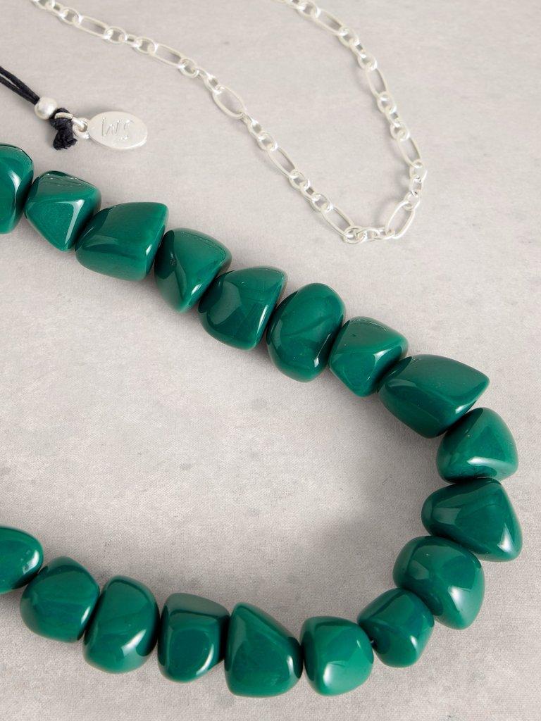 Stacked Beaded Necklace in GREEN MLT - FLAT DETAIL