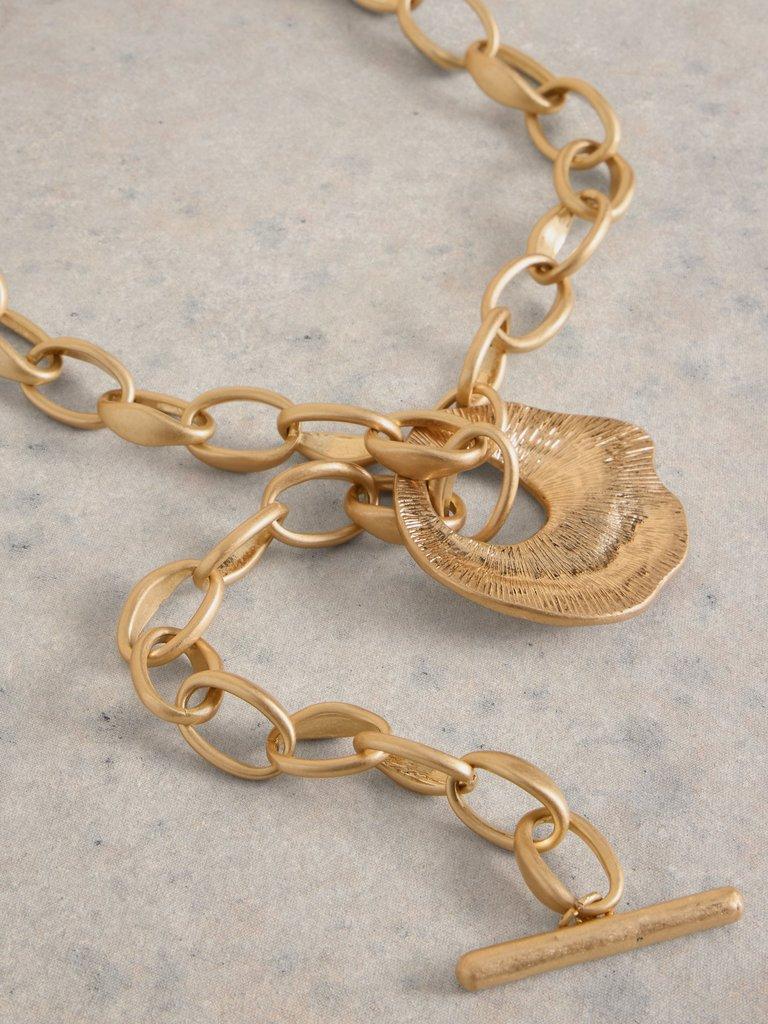 Womens Abstract Hammered Necklace in GLD TN MET - FLAT DETAIL