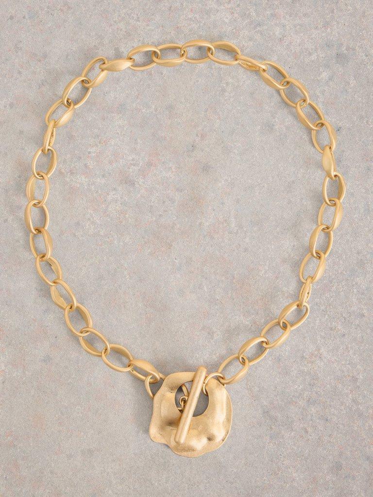 Womens Abstract Hammered Necklace in GLD TN MET - FLAT FRONT