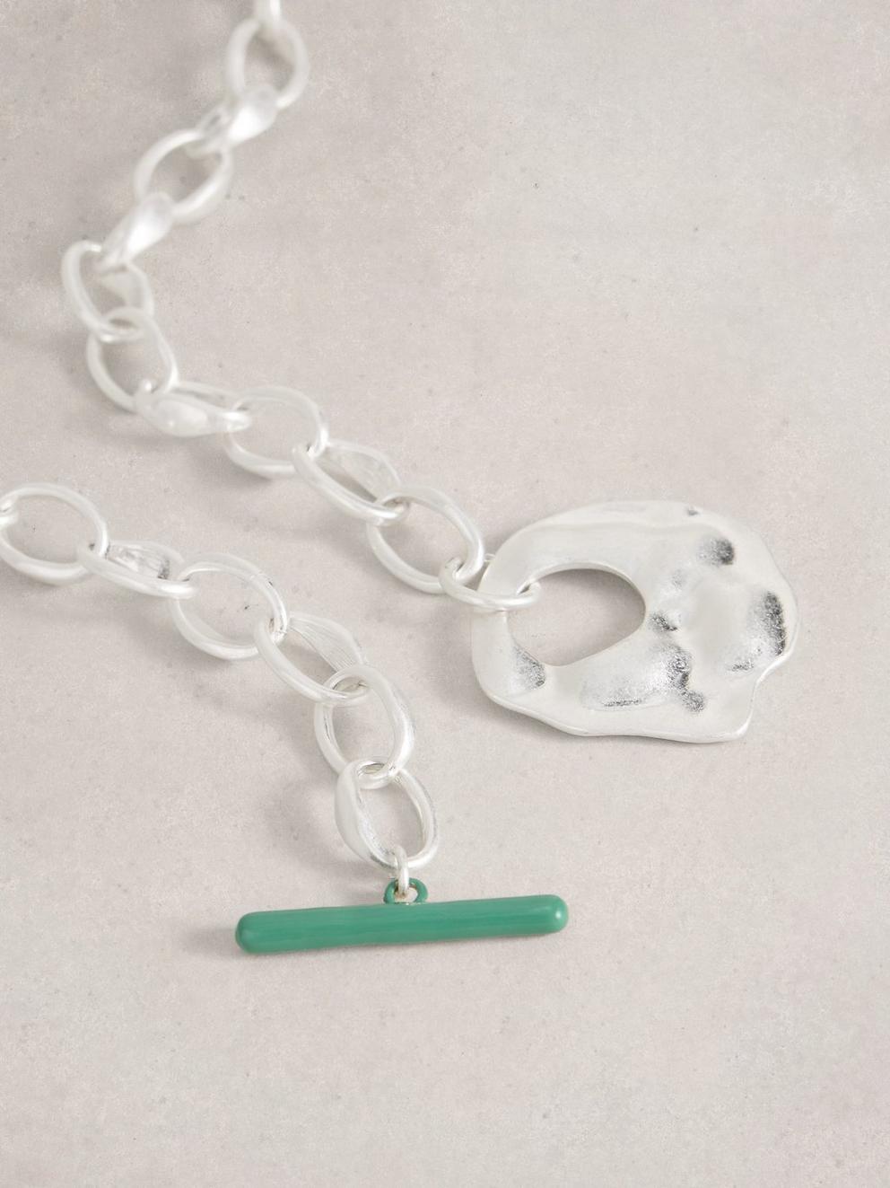 Womens Abstract Hammered Necklace in SLV TN MET - FLAT DETAIL