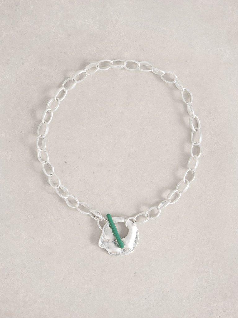 Womens Abstract Hammered Necklace in SLV TN MET - FLAT FRONT